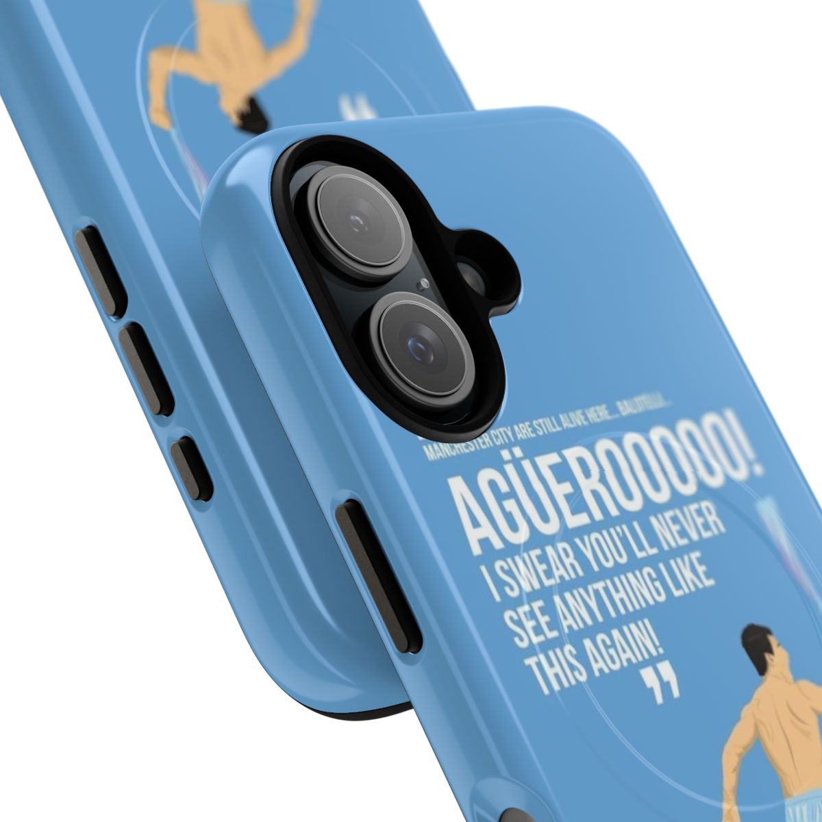 Stylish phone case featuring a custom Manchester City-inspired design with Sergio Agüero's name and image. - Detail