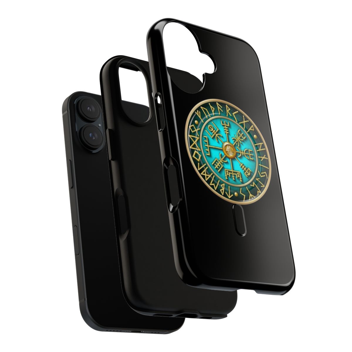 Magnetic phone case with Norse mythology-inspired wolf and tribal designs - Layers