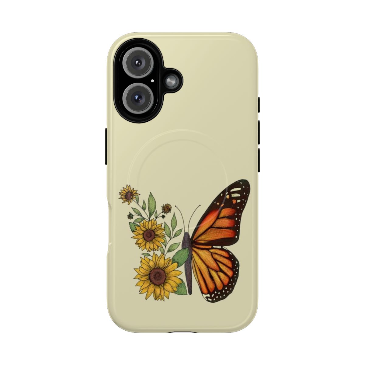 Stylish butterfly-patterned magnetic phone case with a tough protective design