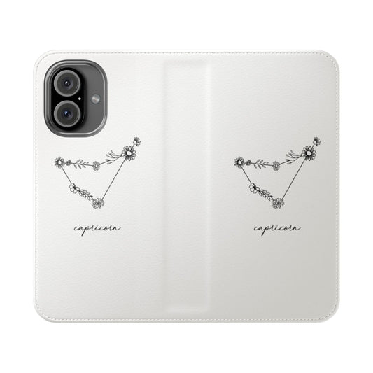 Capricorn Zodiac Wildflower Constellation Flip Phone Case