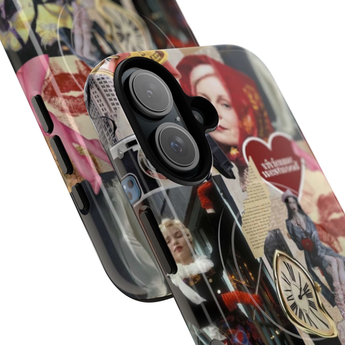 Vivienne Westwood-themed collage design on a magnetic phone case - Detail