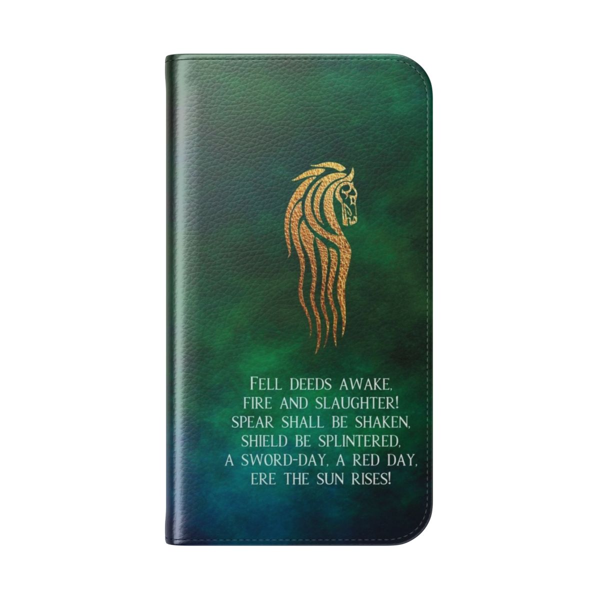 Fantasy phone case featuring Rohan design elements from the Lord of the Rings universe - Folded Back