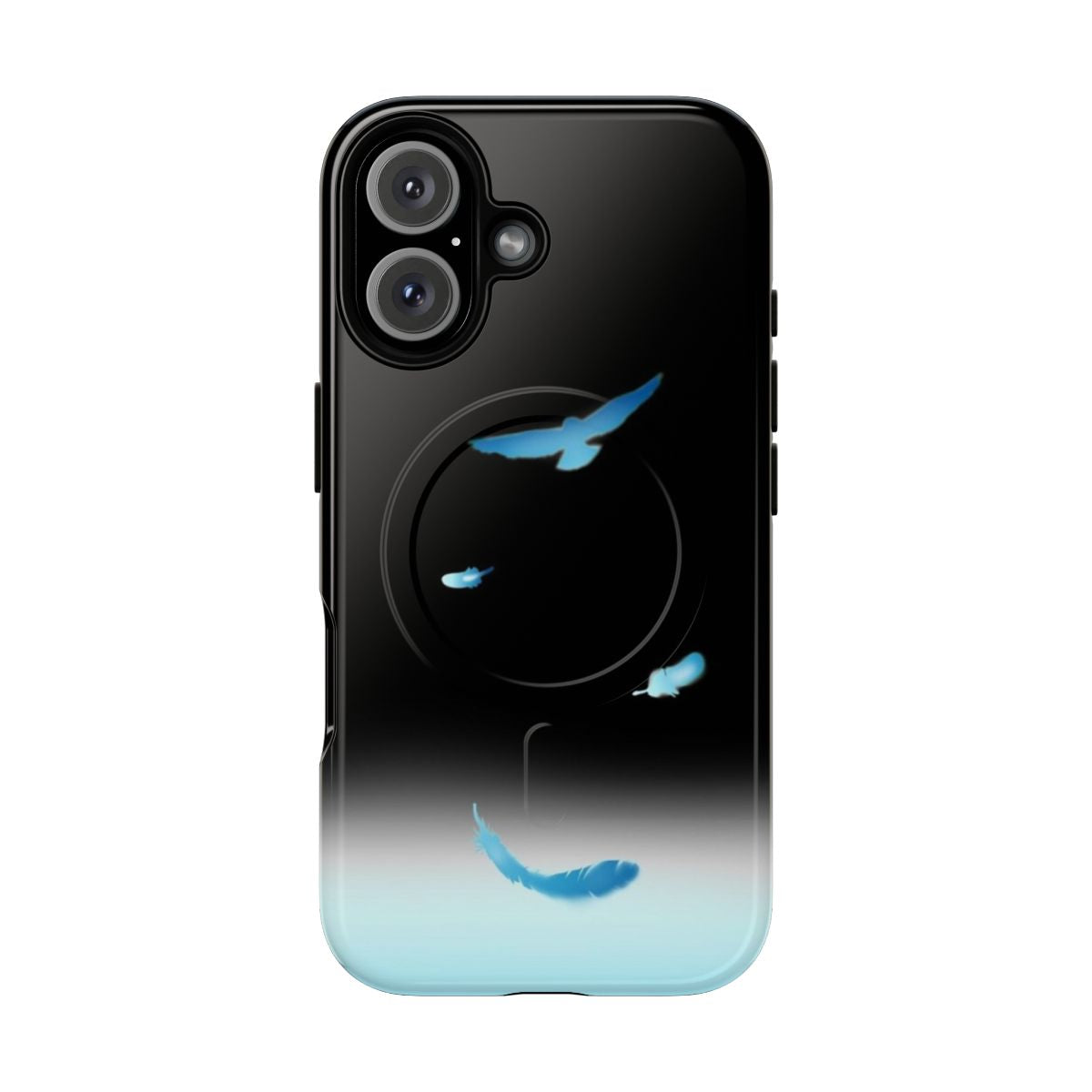 Magnetic tough phone case featuring a stylized blue bird design inspired by anime and manga series.