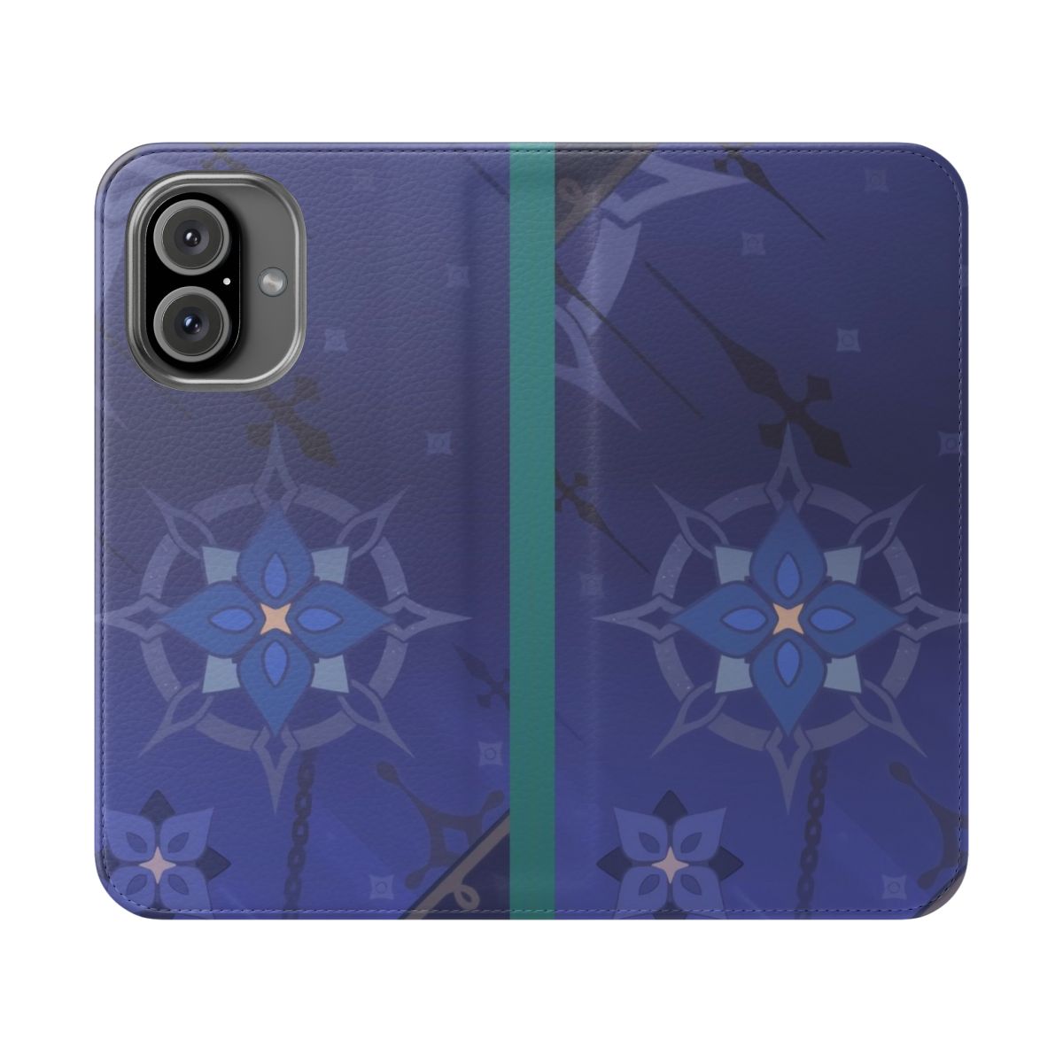 Genshin Impact Albedo Inspired Flip Cover Phone Case with Custom Namecard Design