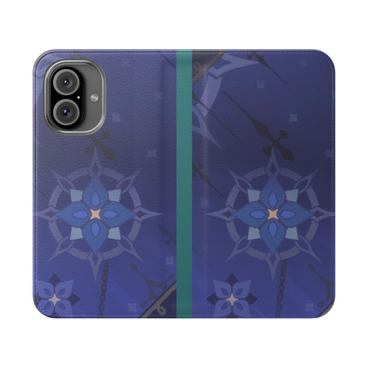 Genshin Impact Albedo Inspired Flip Cover Phone Case with Custom Namecard Design