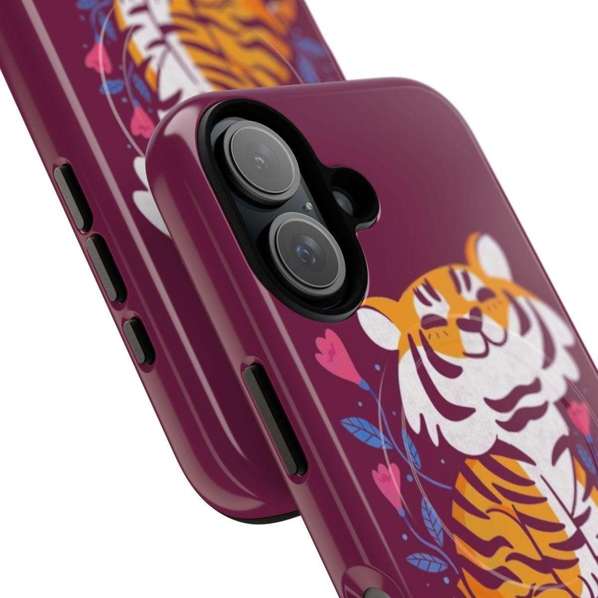 Floral Tiger Magnetic Protective Phone Cases - Detail