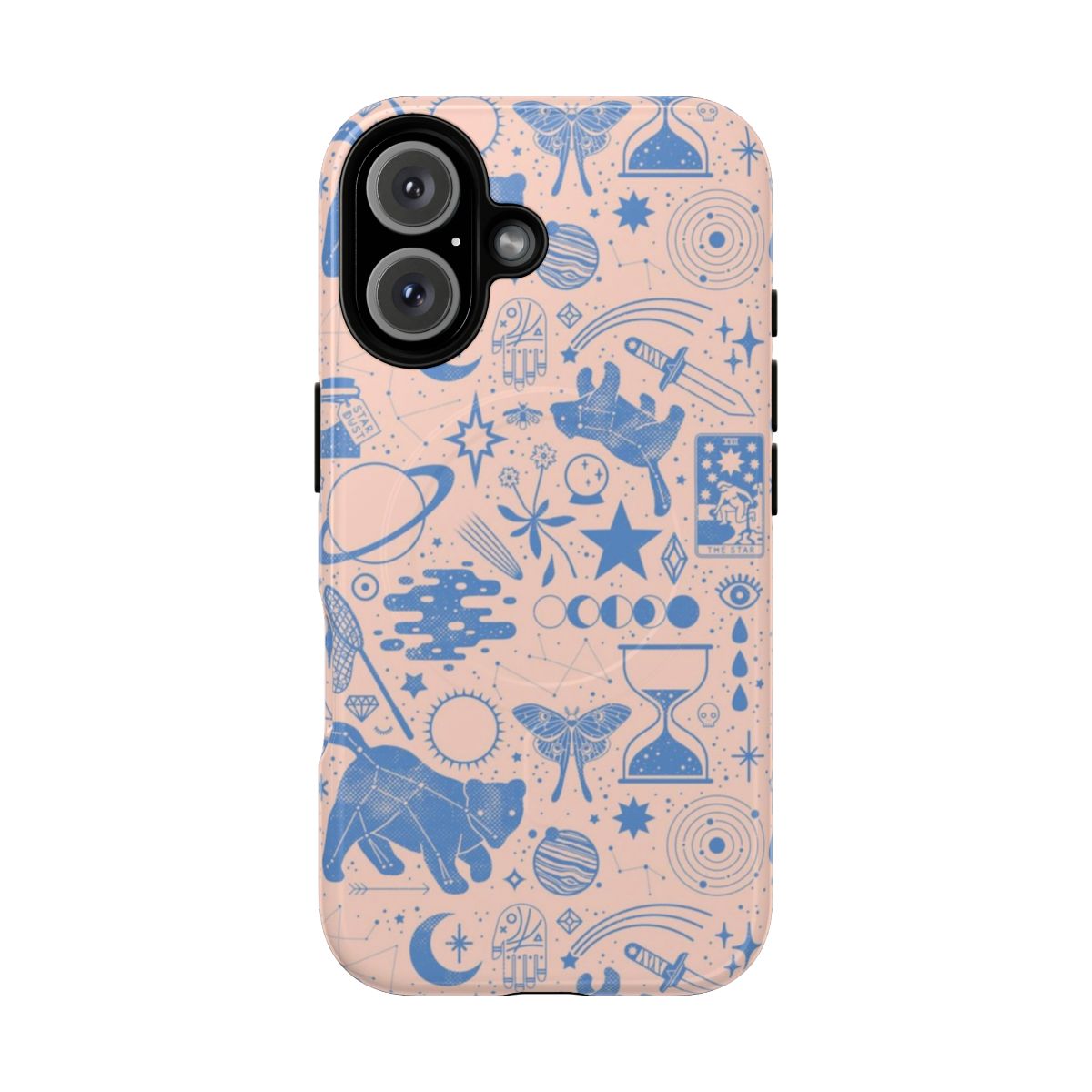 Pastel celestial stars phone case with a magnetic closure