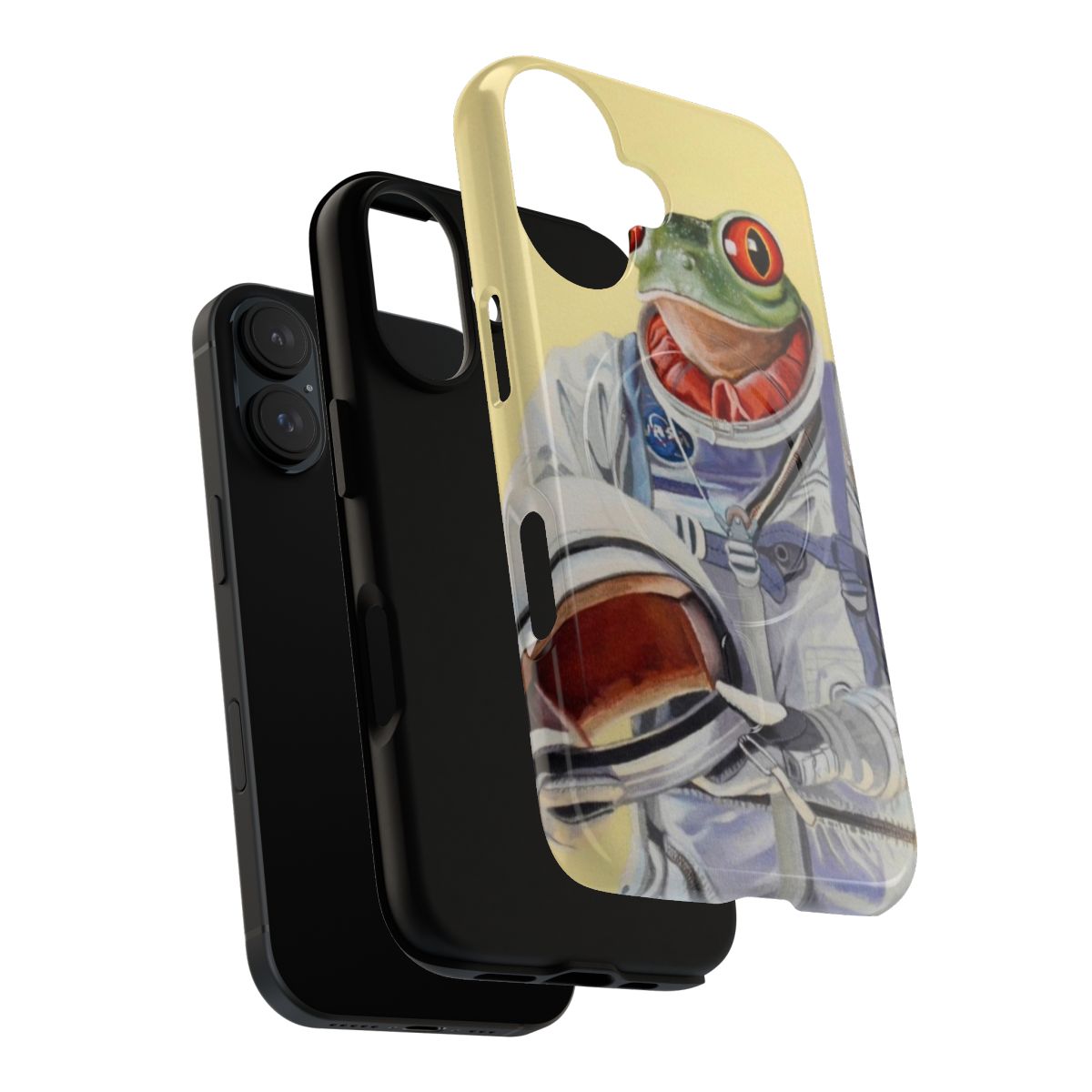 Frog-themed magnetic tough phone case with a futuristic, space-inspired design - Layers