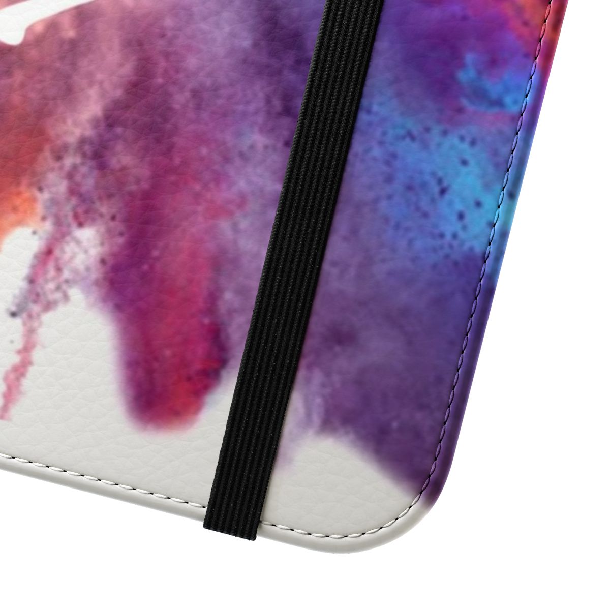 Colorful phone case featuring a gymnast explosion design with rainbows and geometric shapes. - Close Up