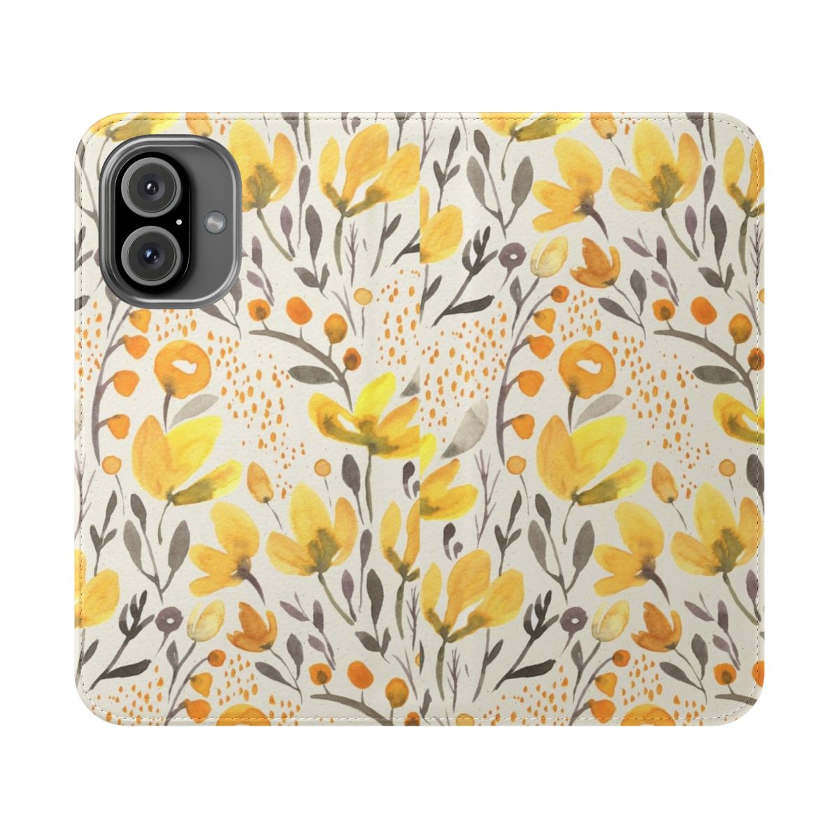 Vibrant yellow floral and botanical watercolor pattern phone case