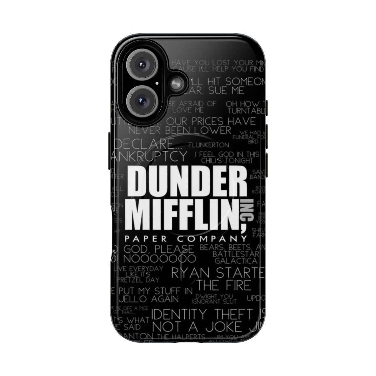 Phone case featuring quotes and characters from the popular TV show The Office