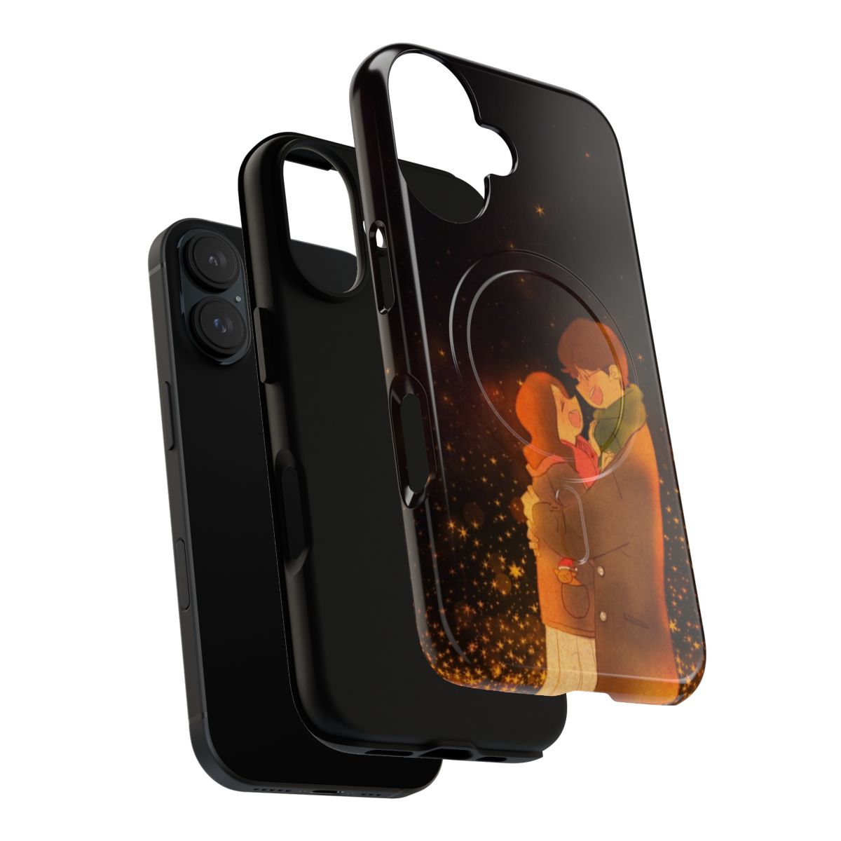 Romantic couple phone case featuring a cozy, color aesthetic illustration by Puuung - Layers