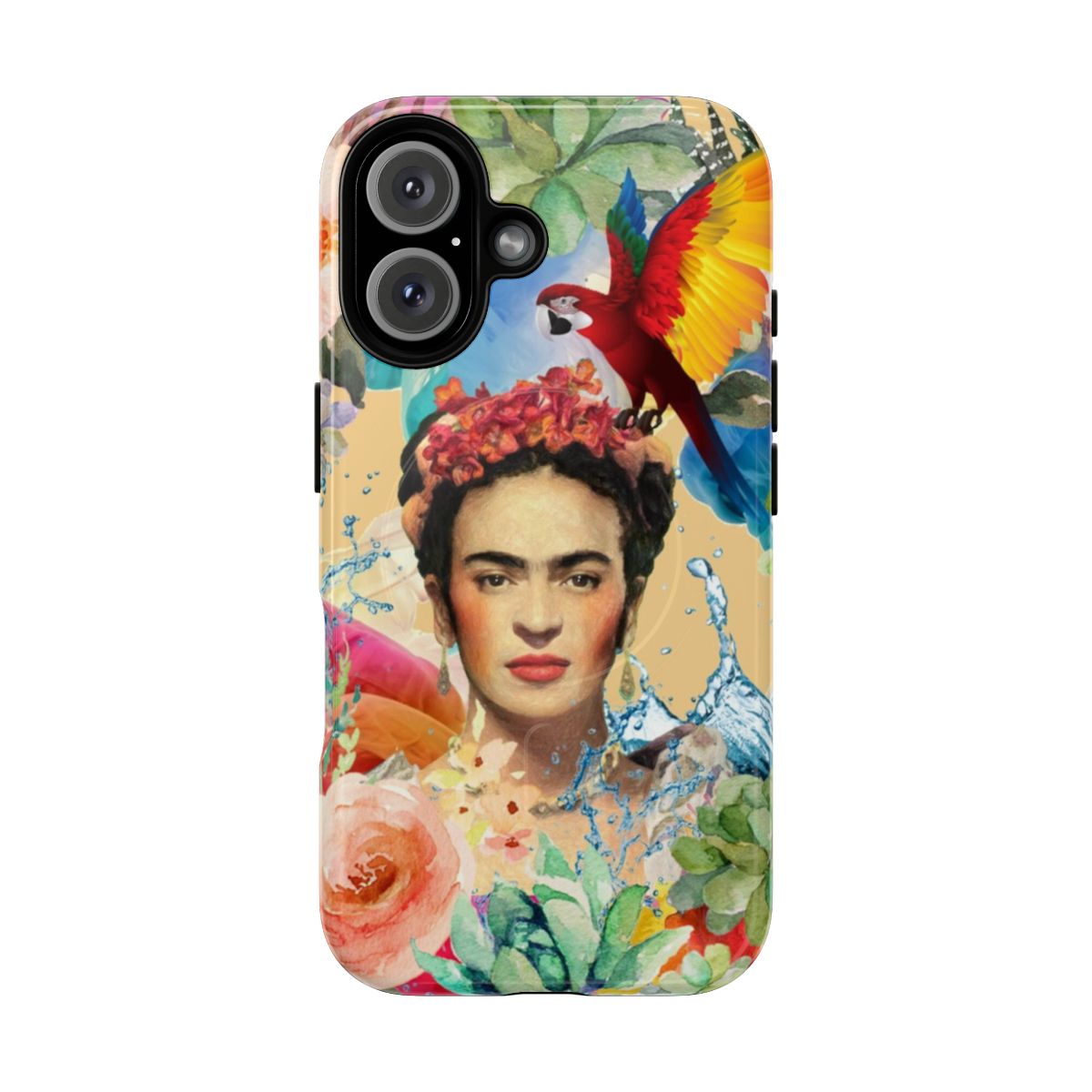 Magnetic tough phone case inspired by the iconic Mexican artist Frida Kahlo, featuring her portrait and symbolizing female empowerment.