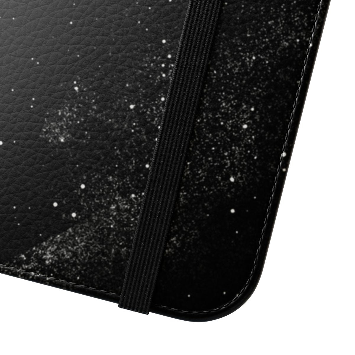 Space-themed flip cover phone case with original cosmic design - Close Up