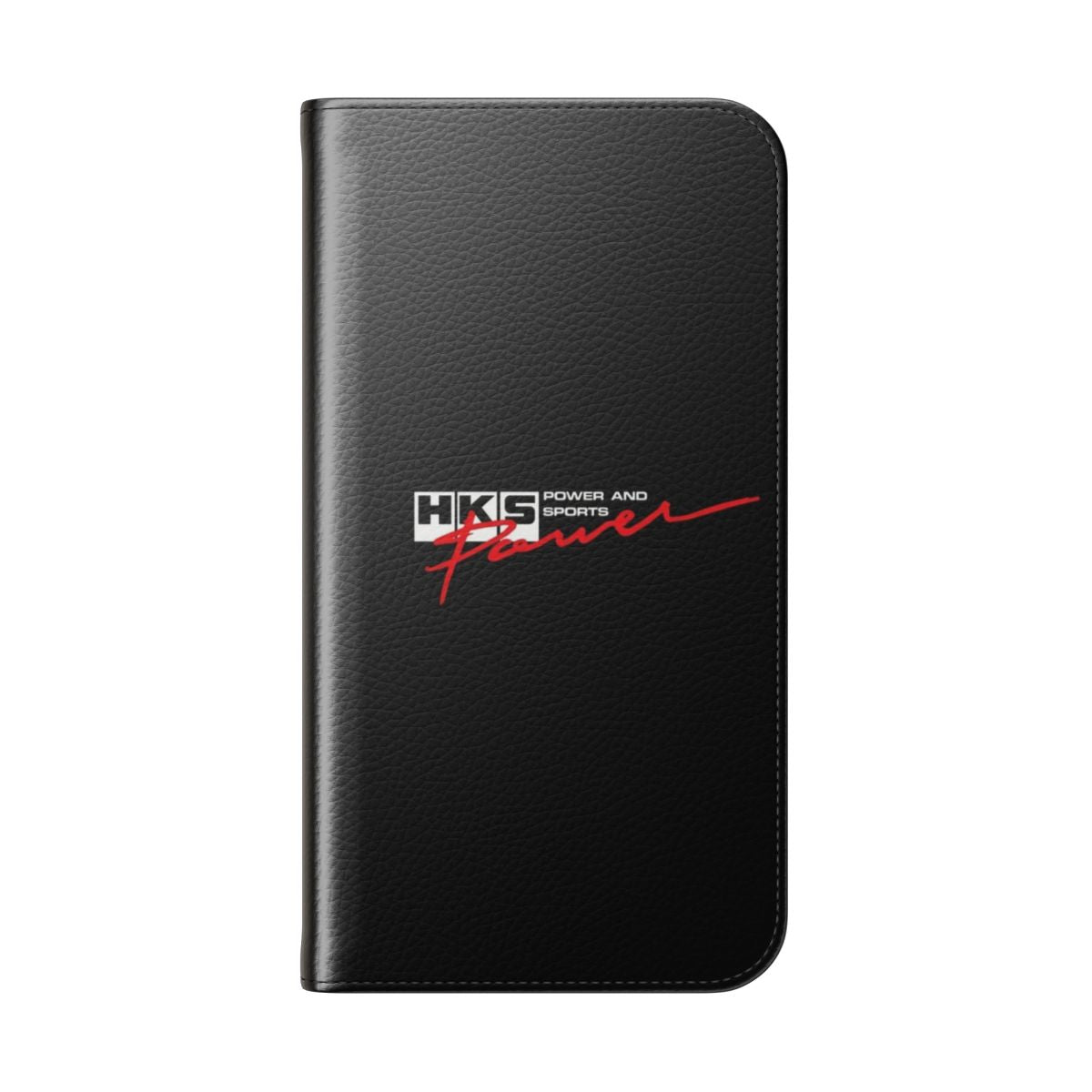 HKS-inspired flip cover phone case with a sleek, protective design - Folded Back