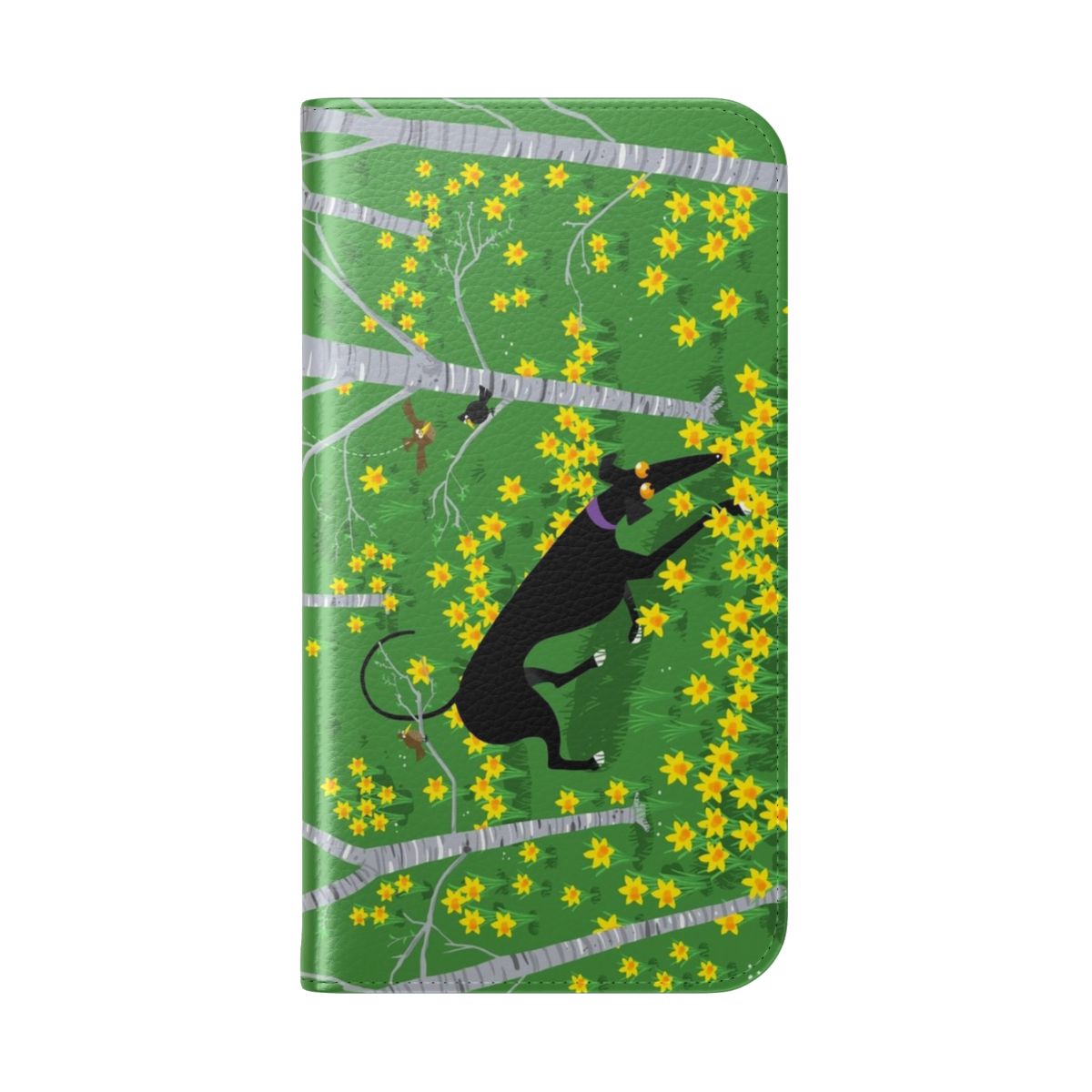 Daffodil Hound Flip Cover Phone Case - Folded Back