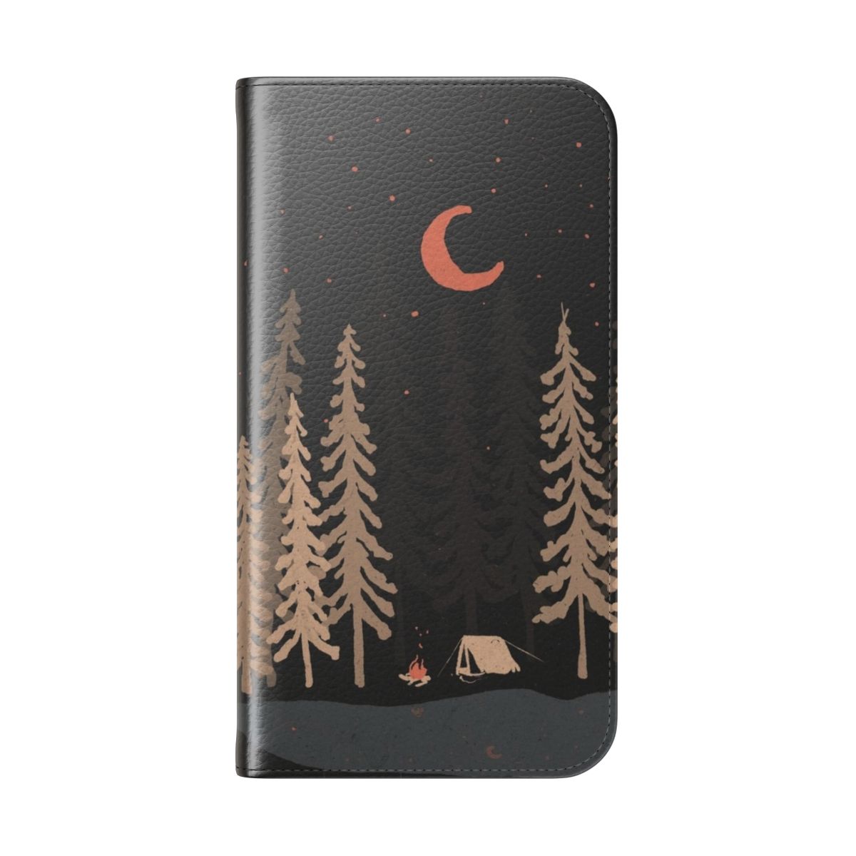 Flip cover phone case with nature, wilderness and camping inspired design - Folded Back