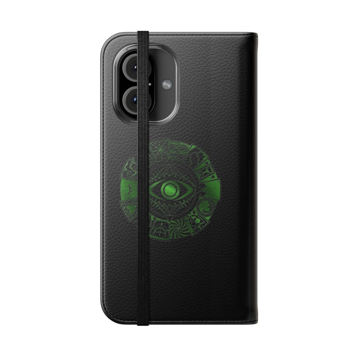 Wheel flip phone case with a distinctive wheel pattern design - Folded Front