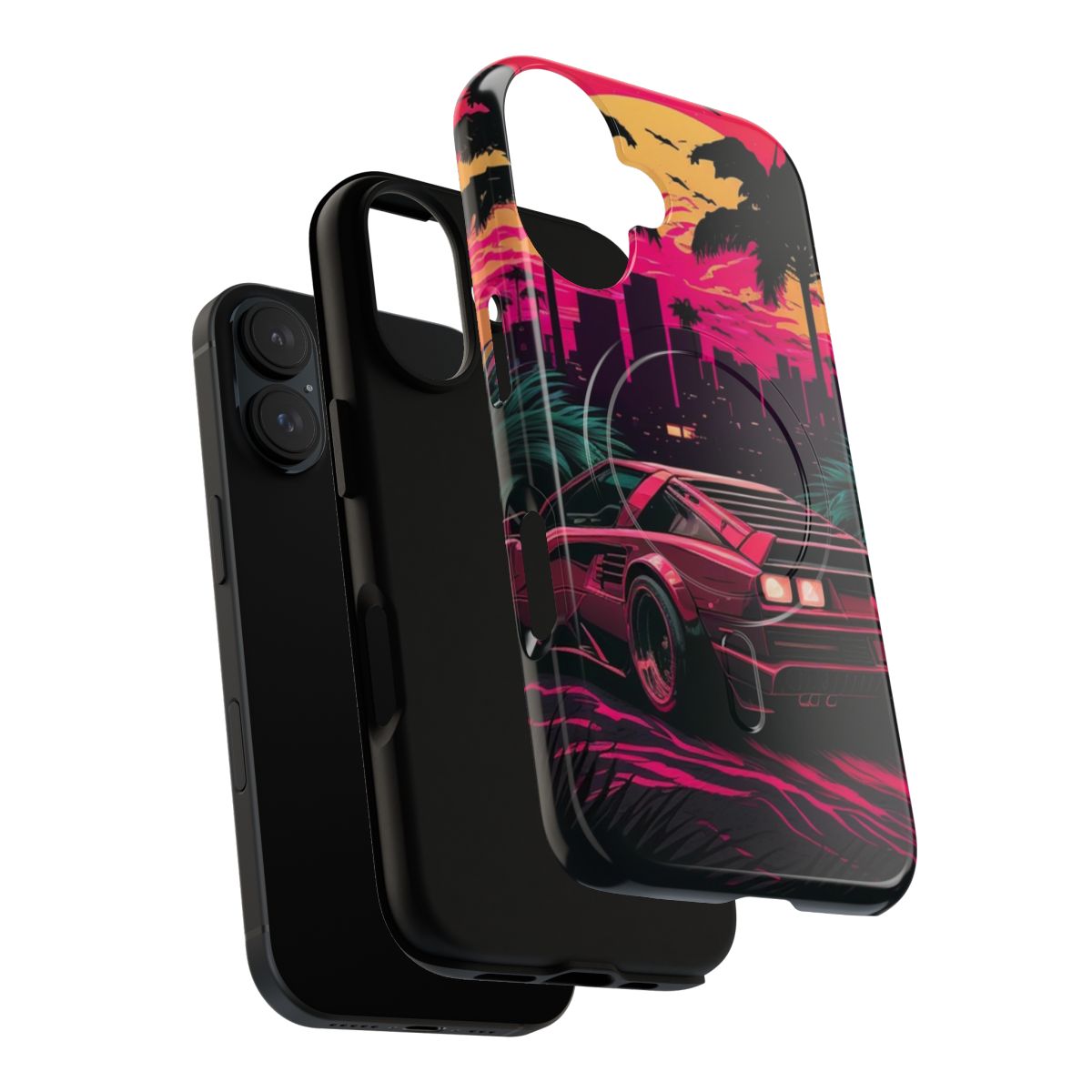 Retro Synthwave Car Design Phone Case - Layers