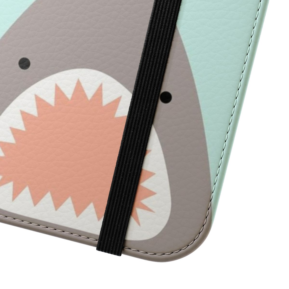 Colorful shark pattern phone case with a playful, nature-inspired design. - Close Up