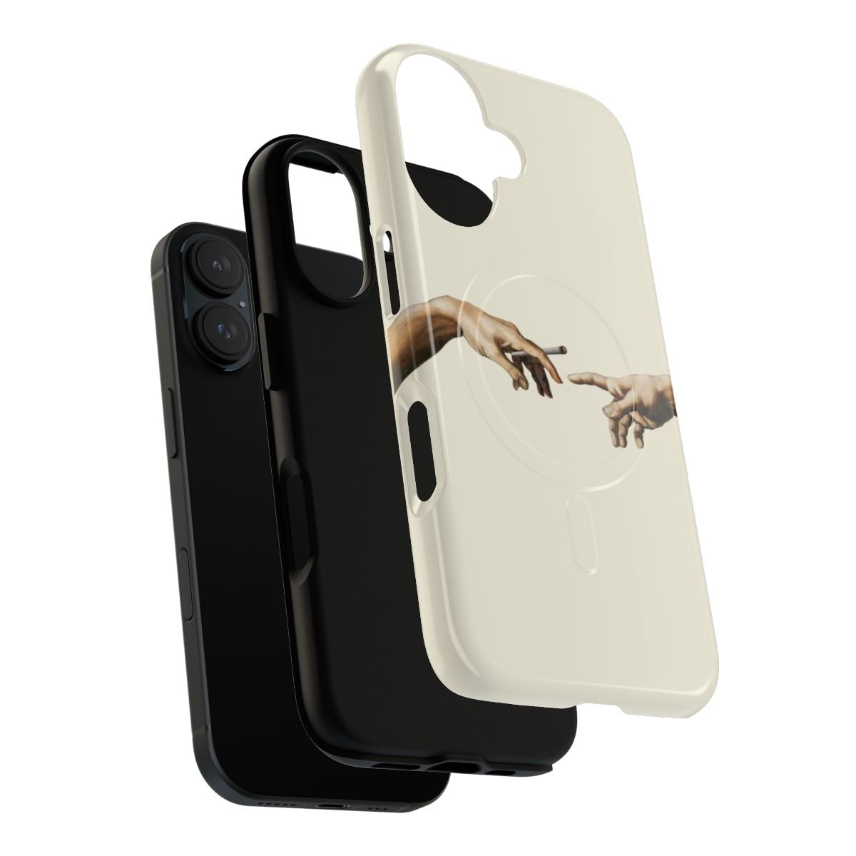 Tough phone case with a design inspired by Michelangelo's "The Creation of Adam" painting - Layers