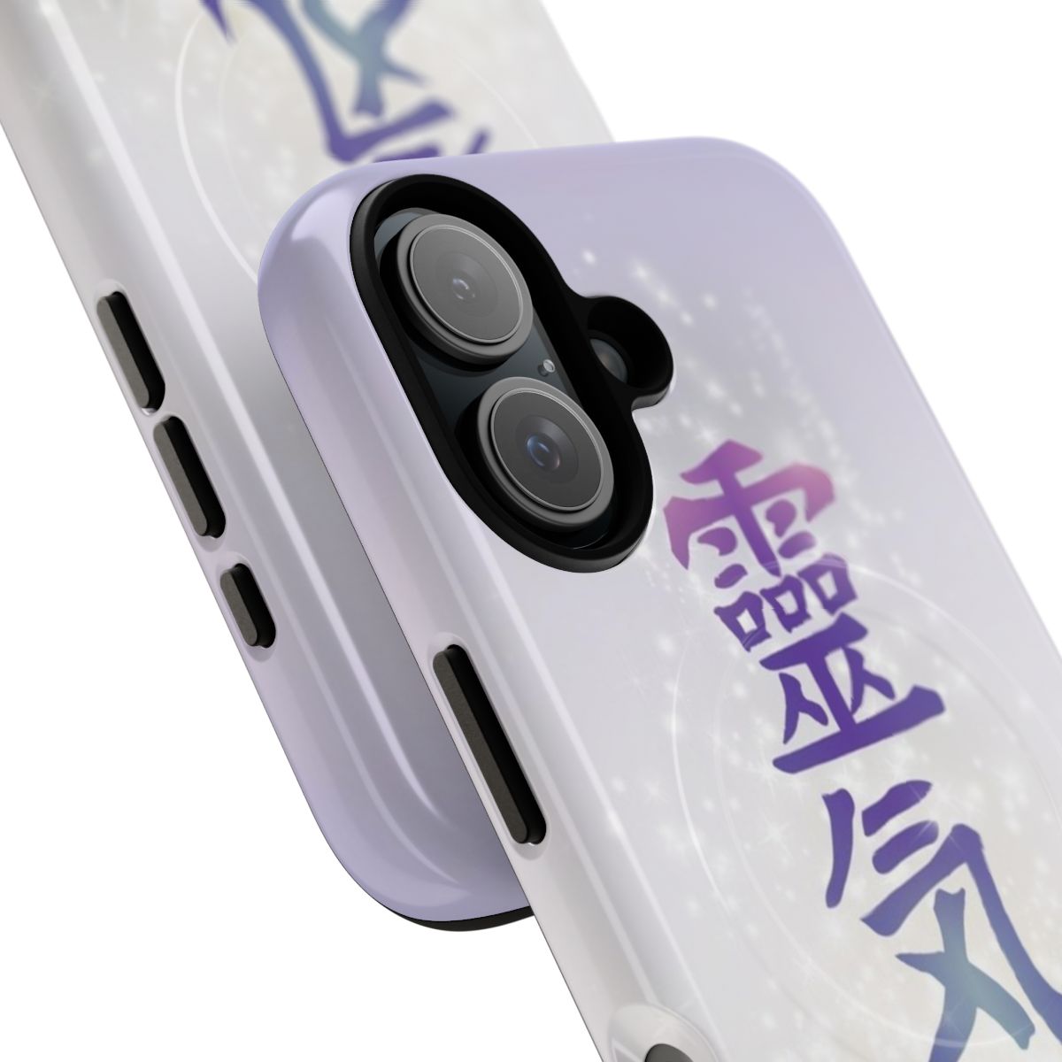 Reiki symbols and white lotus design on a durable magnetic phone case - Detail