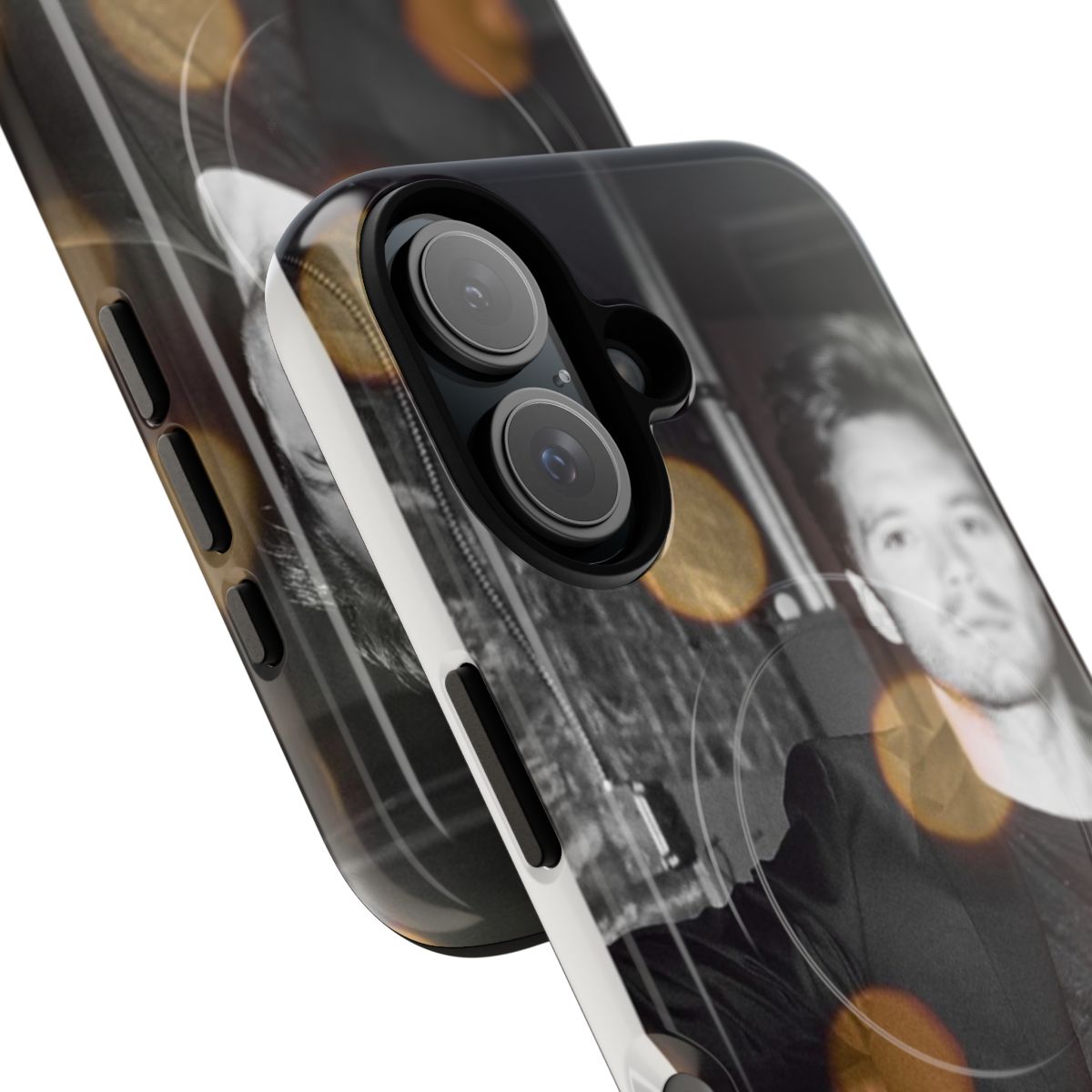 Magnetic tough phone case with artwork inspired by Sebastian Stan's roles as Bucky Barnes and Carter Baizen - Detail