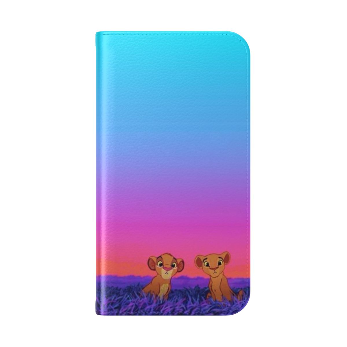 Stylish flip cover phone case featuring a design inspired by the Disney animated film The Lion King - Folded Back