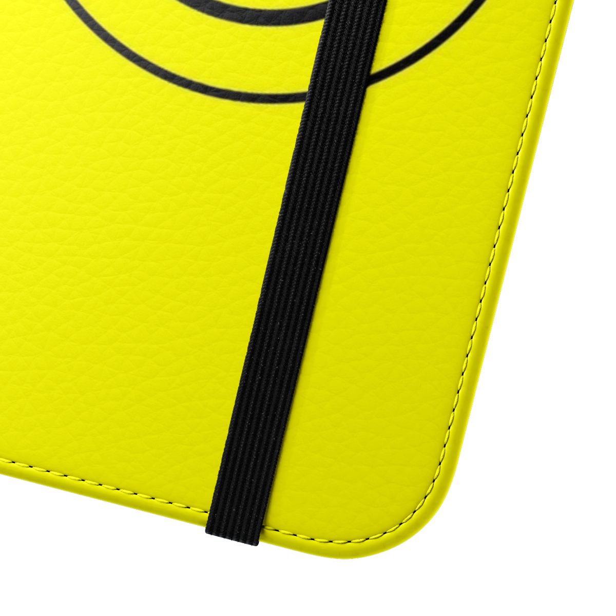 Retro-style phone case with acid house inspired smiling face graphic - Close Up