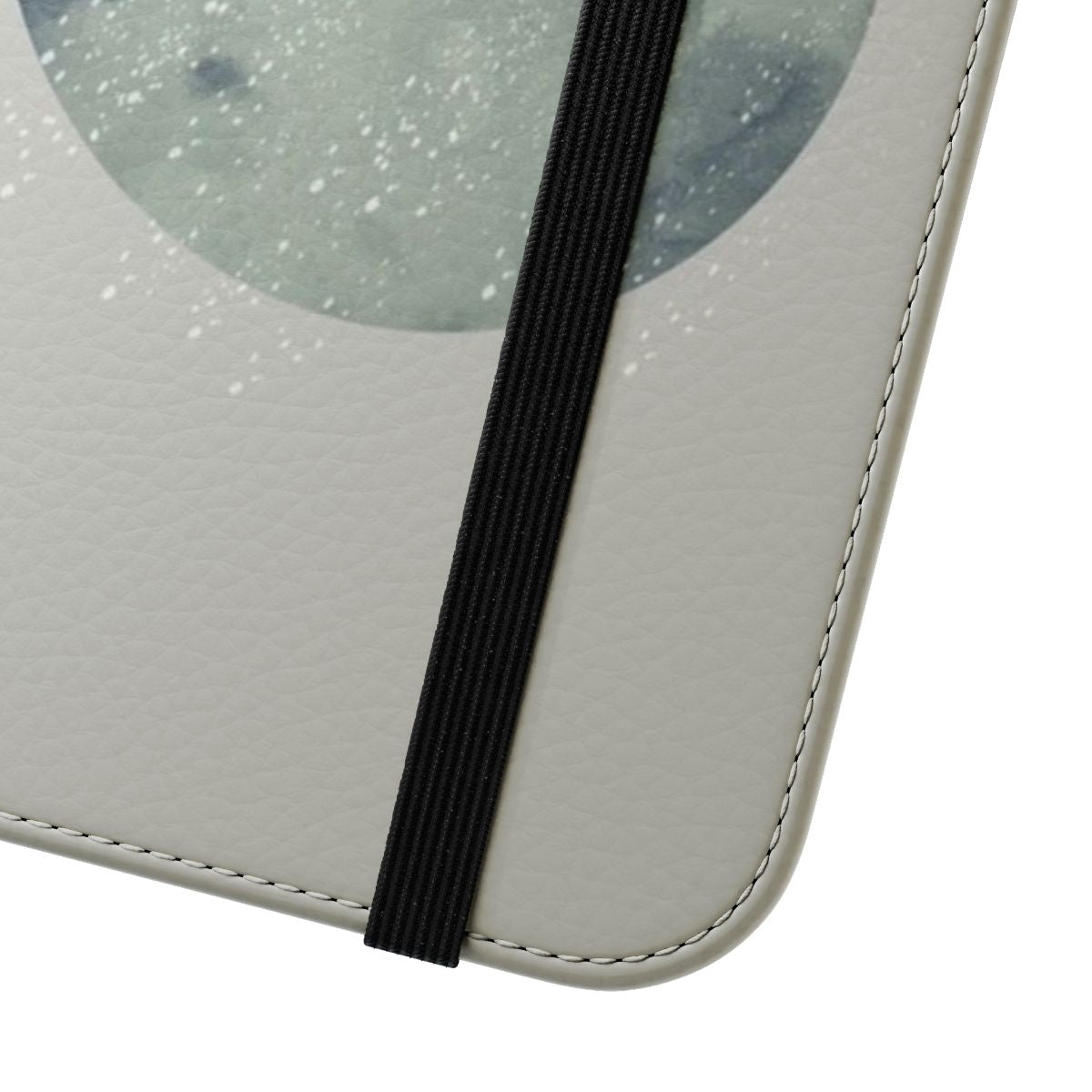 A winter landscape phone case featuring a modern, abstract Scandinavian-inspired design. - Close Up