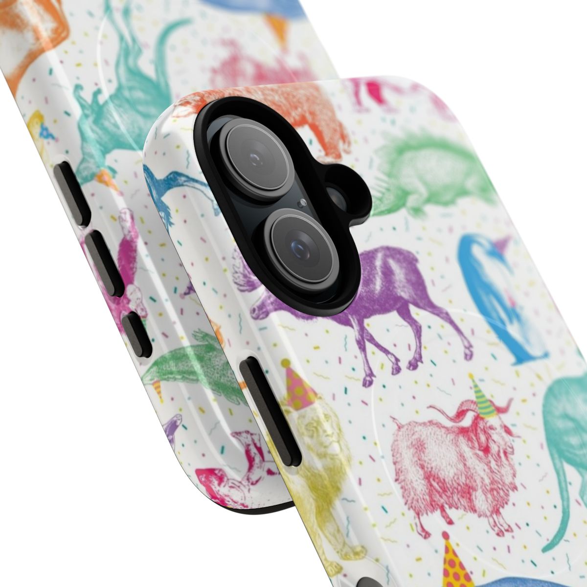 Vibrant animal print phone case with tough magnetic closure - Detail