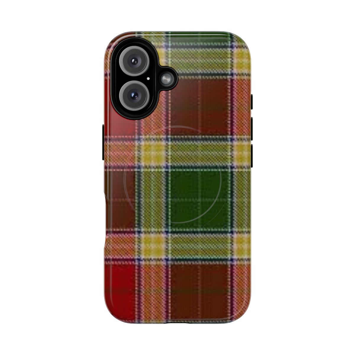 Tartan pattern phone case with magnetic closure