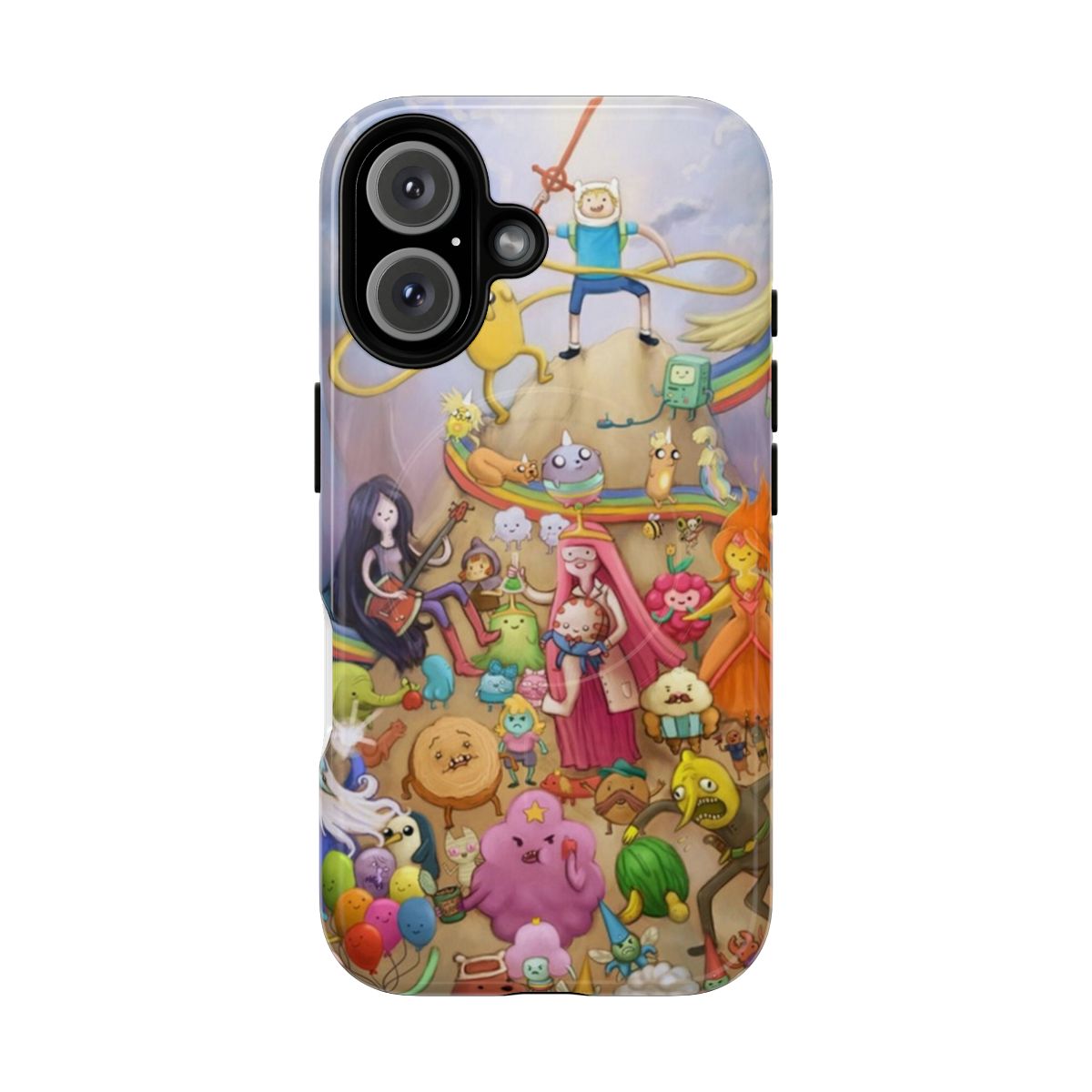 Colorful phone case with Adventure Time-inspired design