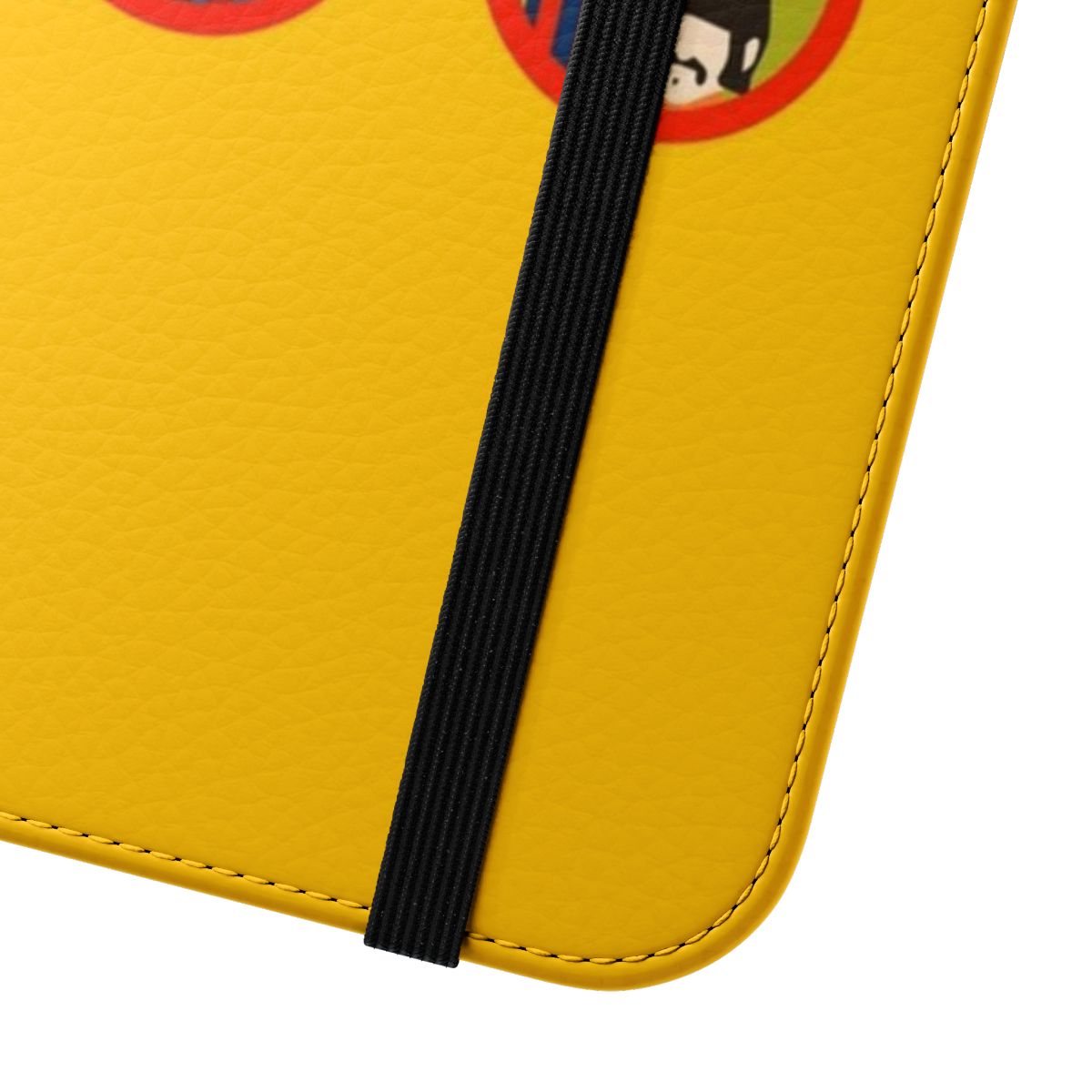 Vibrant yellow and blue phone case with a minimalist design inspired by the classic Beatles film "Yellow Submarine" - Close Up