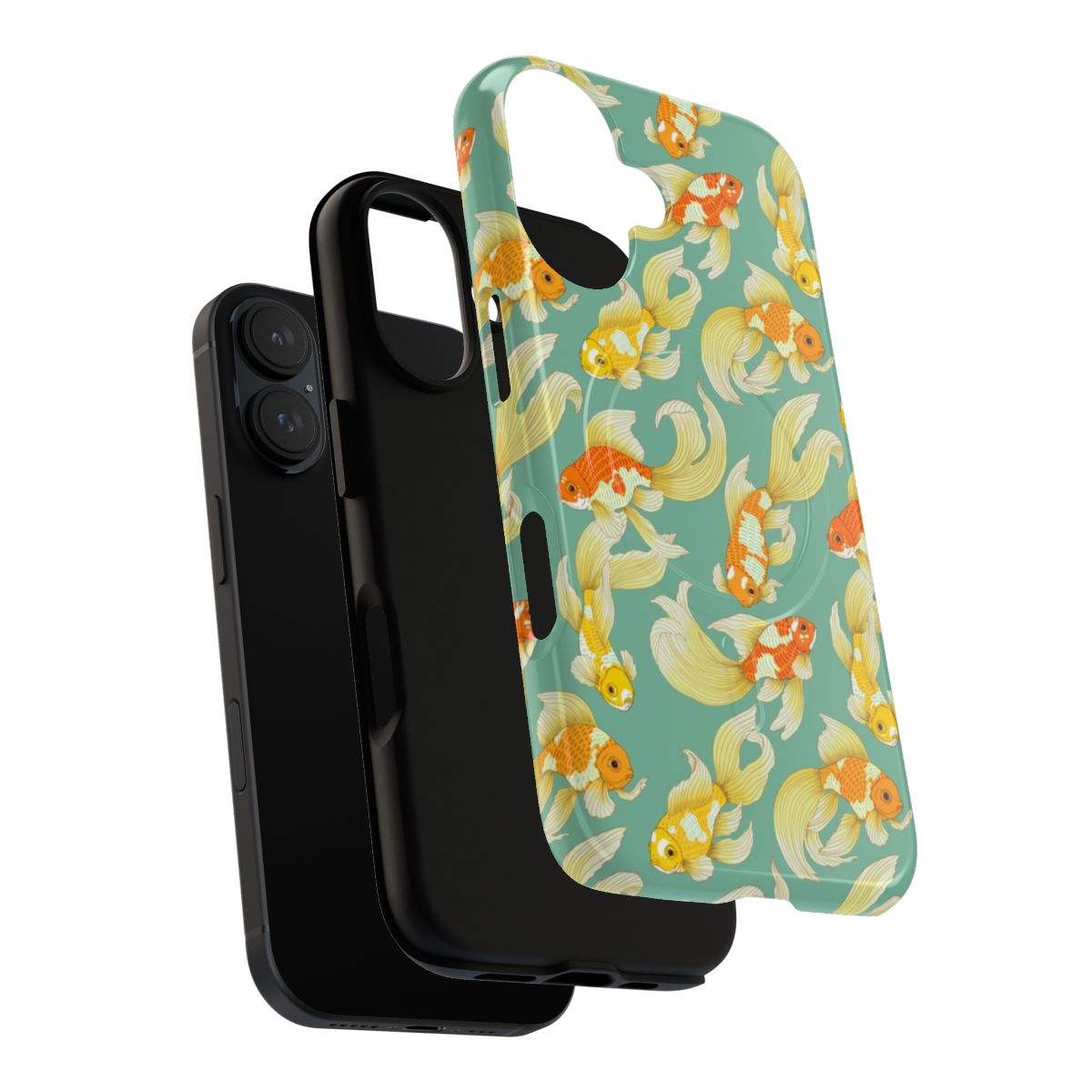 Goldfish-themed magnetic tough phone case with flowing, swimming goldfish design - Layers