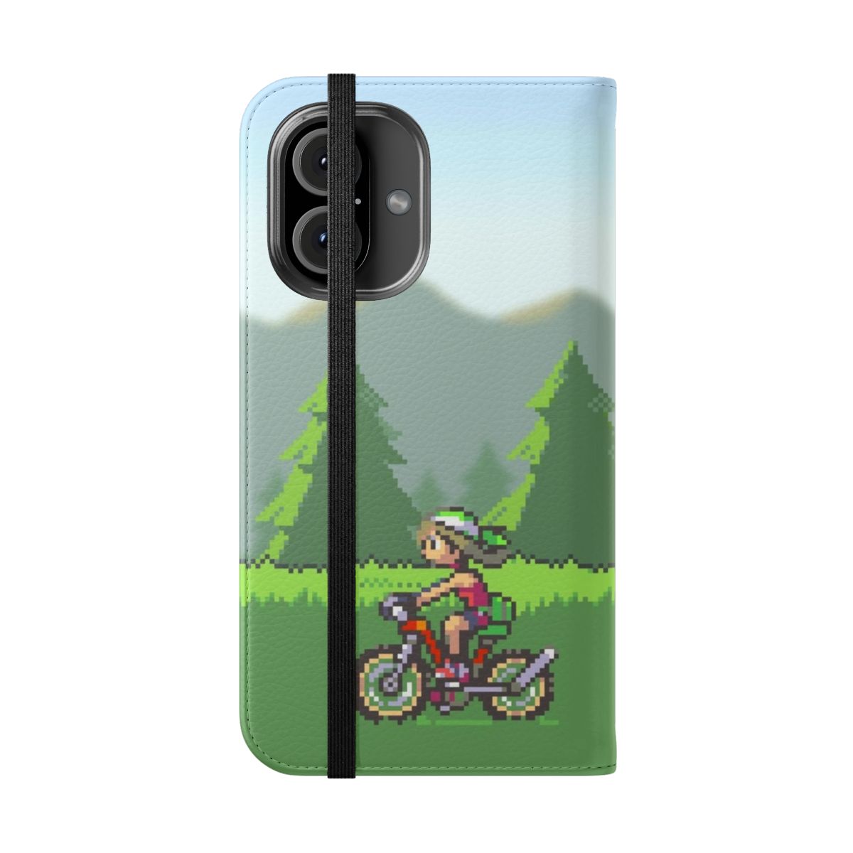 Retro-style phone case featuring pixel art of Pokémon from the Hoenn region - Folded Front