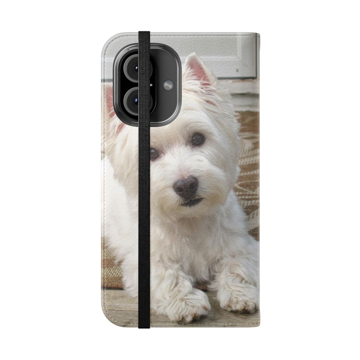 West Highland White Terrier dog breed phone case with flip cover design - Folded Front