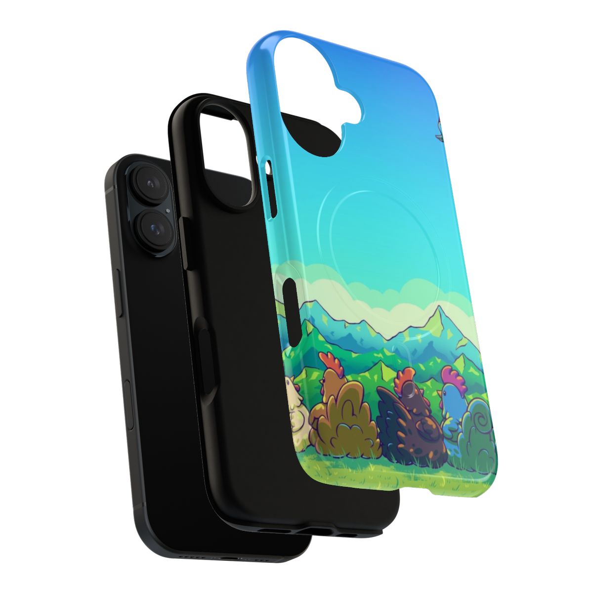 Stardew Valley Chickens Magnetic Tough Phone Case featuring the day version of the game's chickens - Layers