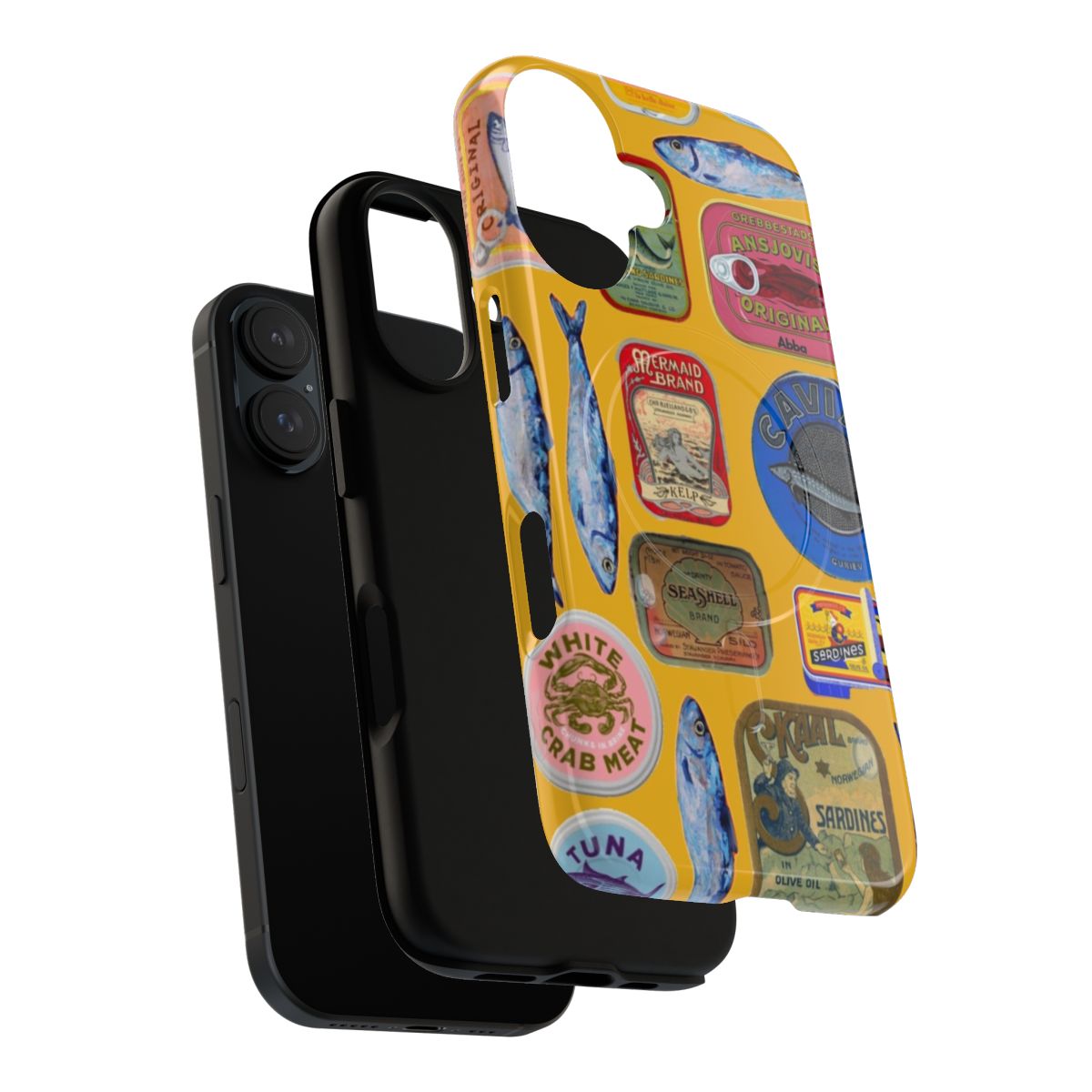 Vintage fish sardine can design on a magnetic tough phone case - Layers