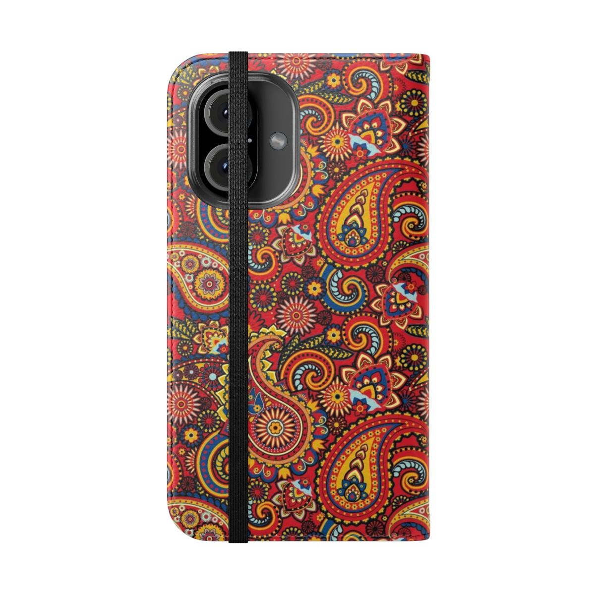 Vintage paisley print flip cover phone case for retro and classic style - Folded Front