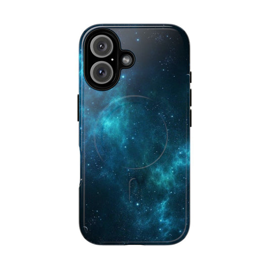 Cosmic blue galaxy design magnetic tough phone case