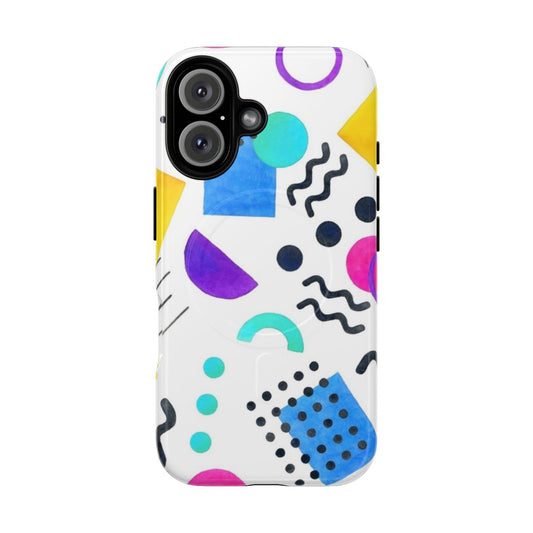 Colorful, geometric Memphis-style pattern on a durable phone case