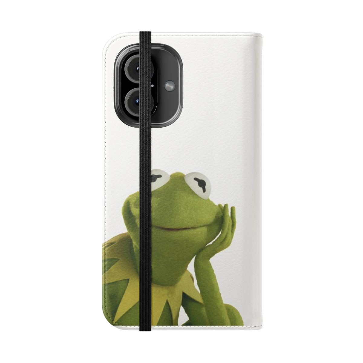 Whimsical Kermit the Frog-inspired phone flip case - Folded Front