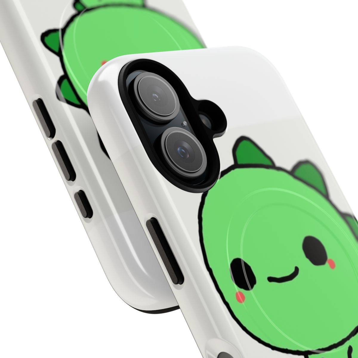 Magnetic tough phone case with a cute, kawaii baby dinosaur design - Detail