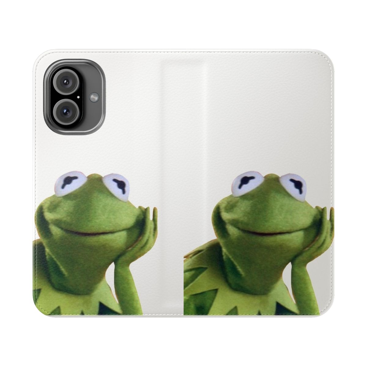 Kermit the Frog inspired flip phone case with a fun and playful design