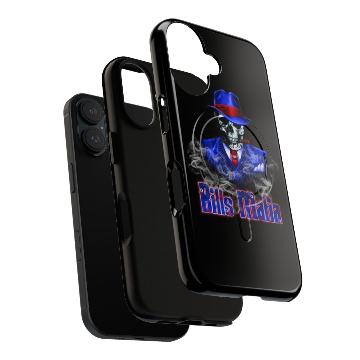 Vintage-style Buffalo Bills-inspired tough and magnetic phone case with skeleton and gangster graphics - Layers