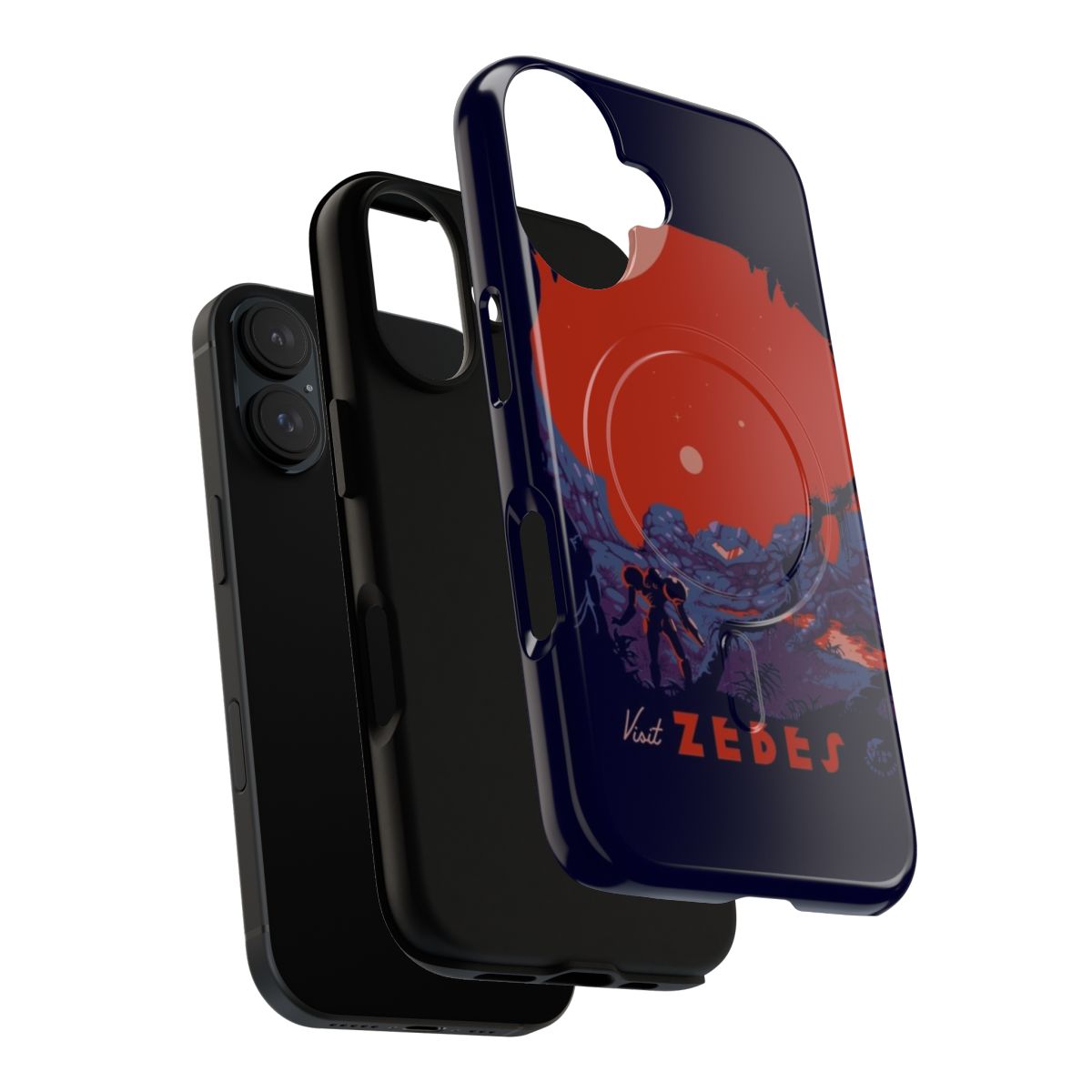 Magnetic phone case with a Metroid-inspired Zebes design - Layers