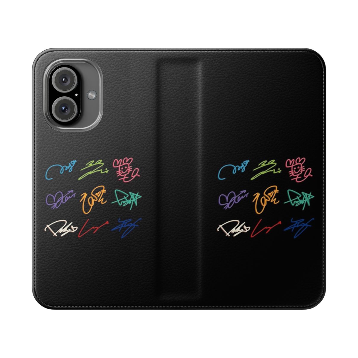 Twice-inspired flip phone case with band members' signatures