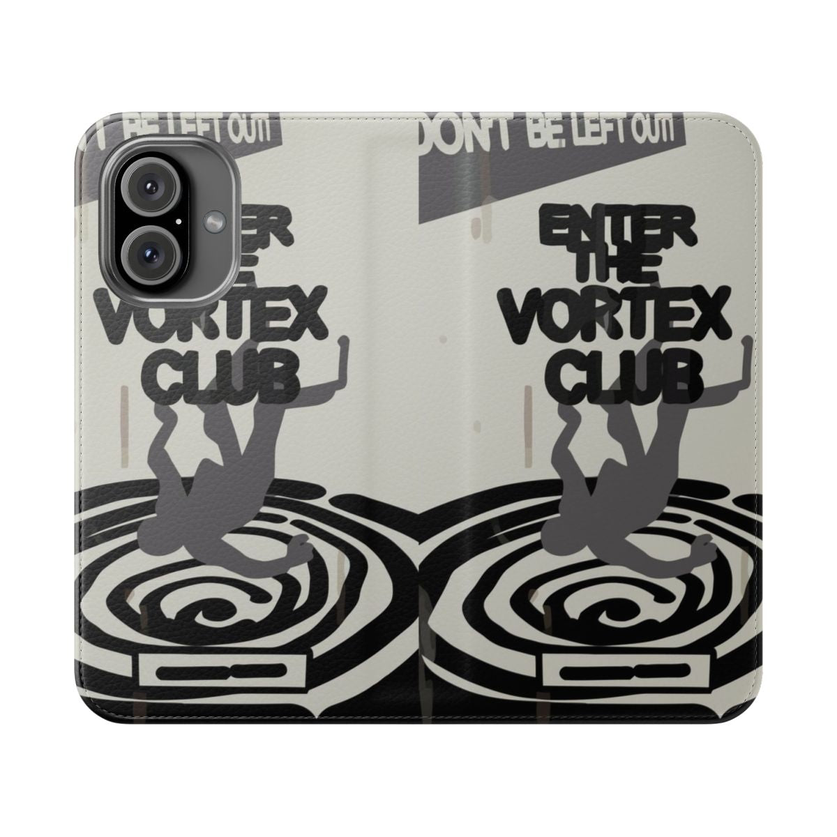 Spiral-patterned flip cover phone case inspired by the Vortex Club from the game Life is Strange