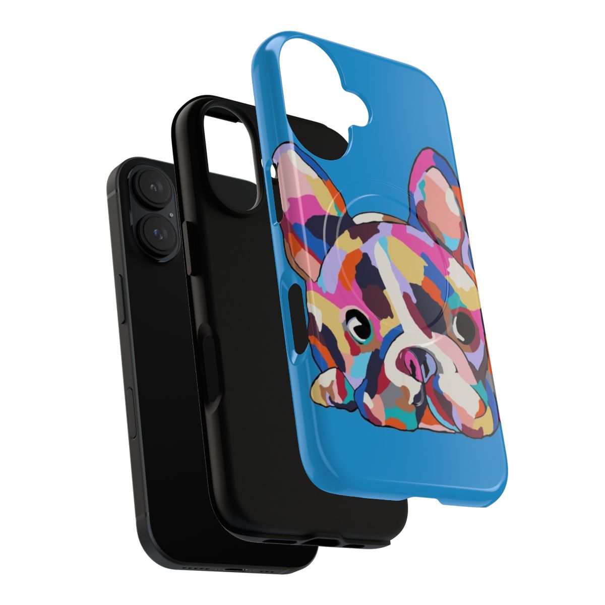 Magnetic tough phone case with french bulldog design - Layers